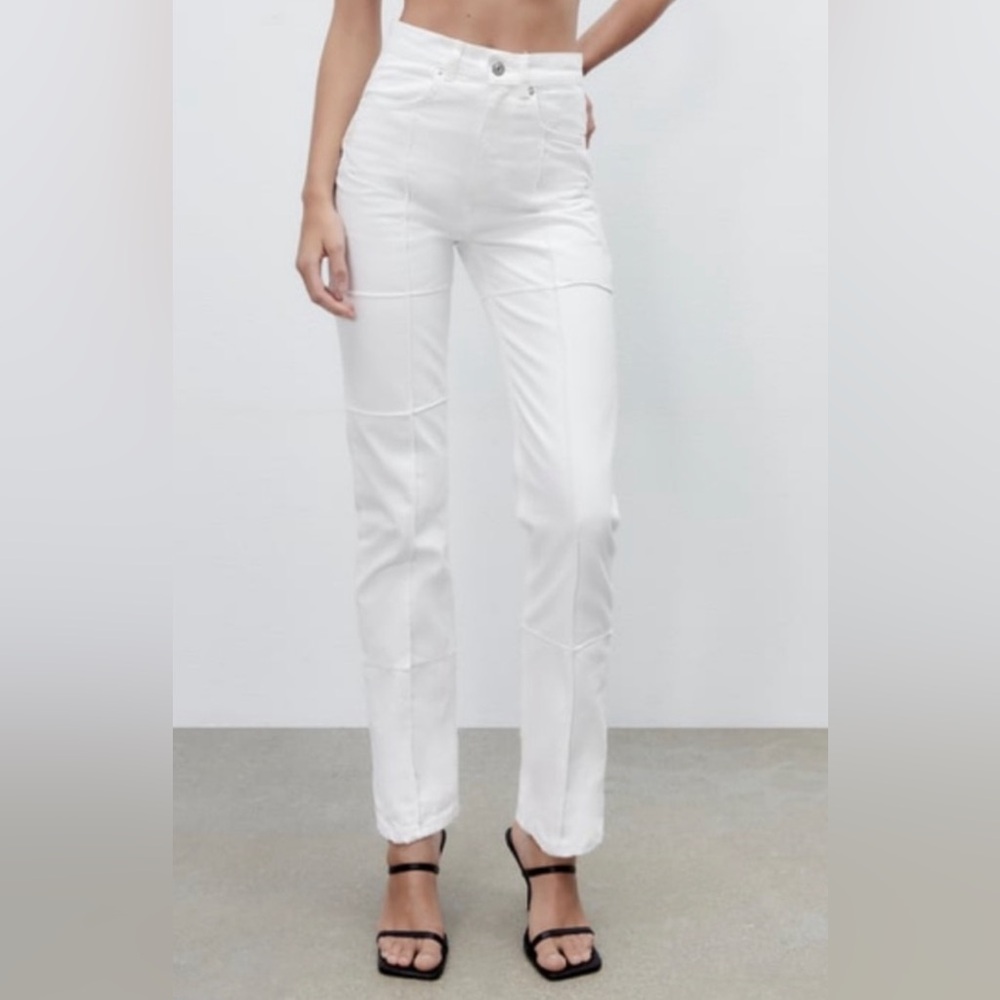 Zara straight leg patchwork jeans